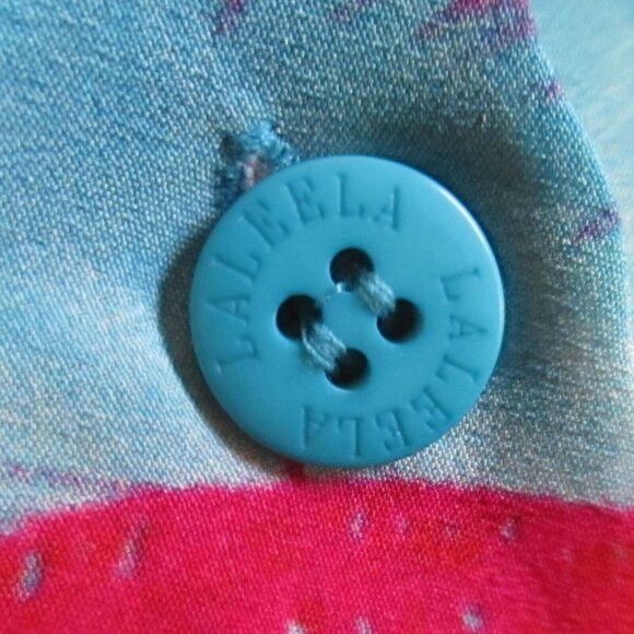 Vtg La Leela Womens Hawaiian Beach Shirt L Tropical Palm Print 100% Terivoile - Picture 3 of 6